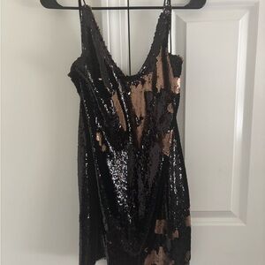 Free People Intimately Black and Blush Sequin Dress